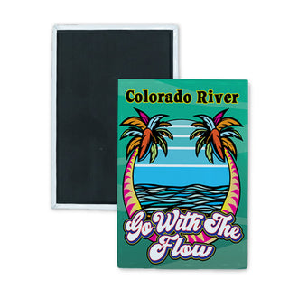 Colorado River Go With the Flow Colored Palms Rectangle Badge Magnet