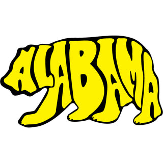 Alabama Shaped Yellow Letters in Bear Outline Sticker
