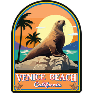 Venice Beach  California   Seal on The Rocks Sticker