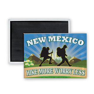 New Mexico   Hike More Worry Less Rectangle Badge Magnet