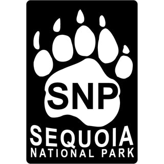 Sequoia National Park   SNP Bear Paw on Black Rectangle Sticker