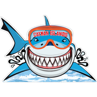Cayman Islands B.W.I Shark Wearing Goggles Look Over Sticker