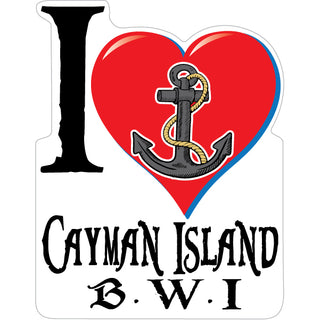 Cayman Islands B.W.I I Heart Anchor Sticker