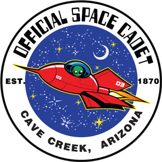 Cave Creek  Arizona est. 1870   Space Cadet Alien Sticker