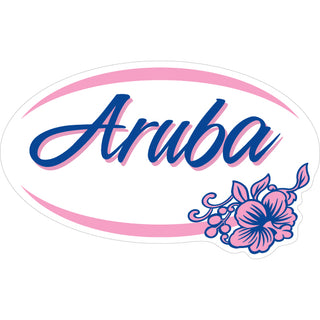 Aruba   Pink Purple Hibiscus Oval Sticker