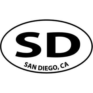 San Diego  CA   Black & White Euro Oval Sticker