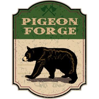 Pigeon Forge Green Vertical Sign with Bear Sticker