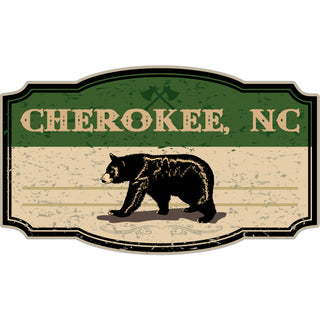 Cherokee  NC   Wide Green Bear Sign Sticker