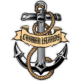 Cayman Islands Anchor with Rope and Banner Sticker