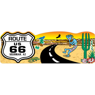 Seligman AZ   Route 66 Shield Desert Road Scene Sticker