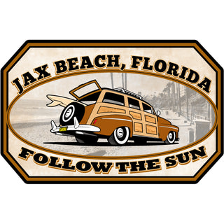 OK3 Jax Beach Florida Woody Follow the Sun Sticker