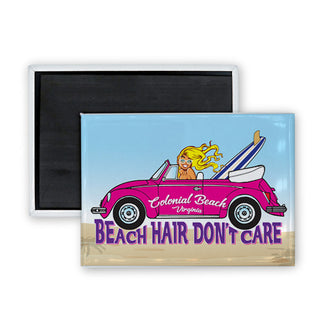 Colonial Beach  Virginia   Beach Hair Don't Care Rectangle Badge Magnet