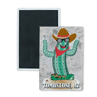 Tombstone Happy Cactus Rectangle Badge Magnet