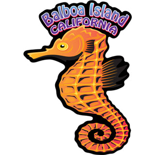 Balboa Island  California Orange Seahorse Vertical Sticker