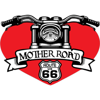 Route 66   Red Heart Motorcycle Sticker