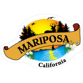 OK4 Mariposa CA Banner Deer Trees (0453 00323 03) Sticker
