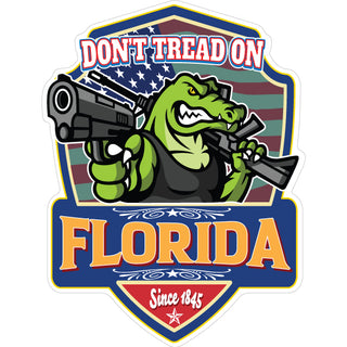 FLORIDA ALLIGATOR DONT TREAD ON ME WITH GUN Sticker