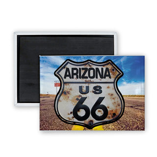 Arizona   Route 66 Rusty Shield Rectangle Badge Magnet