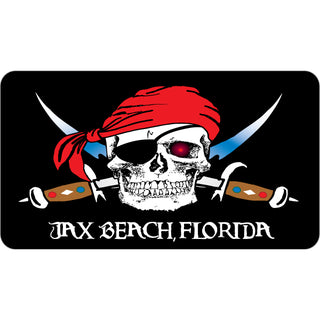 OK3 Jax Beach Florida Skull and Cross Swords Sticker