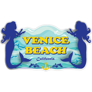 OK4 Venice Beach  CA Mermaid Sillouette Border (0221 00731 01) Sticker