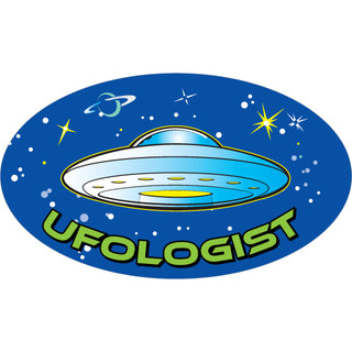 Novelty   UFOologist Flying Saucer Oval Sticker