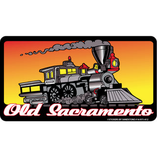 OK4 Old Sacramento Train on Rectangle (00971) Sticker