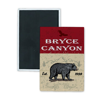 Bryce Canyon   Red Bear Sign Rectangle Badge Magnet