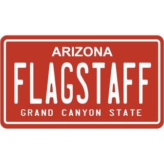 Flagstaff on Vintage Red Arizona License Plate Sticker
