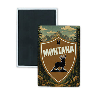 Shield Deer   Montana Shield With Deer Rectangle Badge Magnet