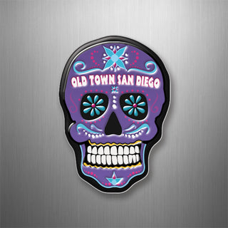 Old Town San Diego   Purple and Blue Sugar Skull 3D Magnet