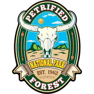 Petrified Forest National Park   Steer Skull Green Oval Sticker