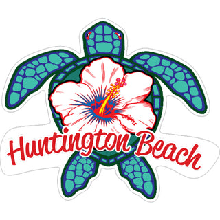 Huntington Beach   Blue Turtle with White Flower Sticker