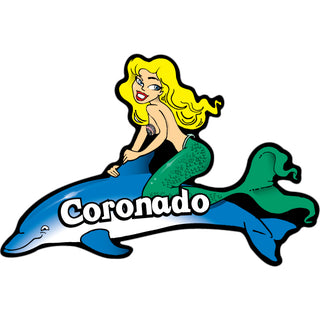 Coronado   Mermaid On Dolphin Sticker