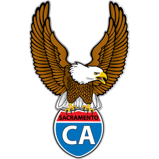 Sacramento  CA Bald Eagle Grasping American Flag Shield Sticker