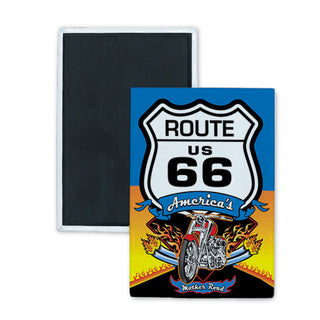 Route 66   Shield Motorcycle Rectangle Badge Magnet