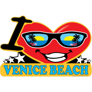 Venice Beach   Happy Face Heart Sticker