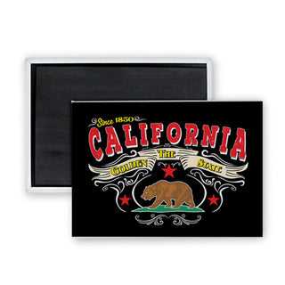 California Golden State Fancy Flag Rectangle Badge Magnet