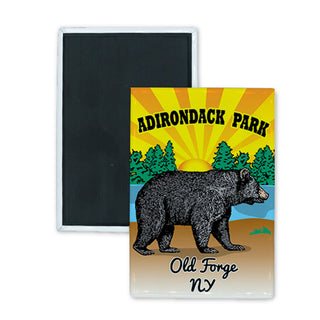 Adirondack Park Old Forge NY   Bear Arrowhead Rectangle Badge Magnet