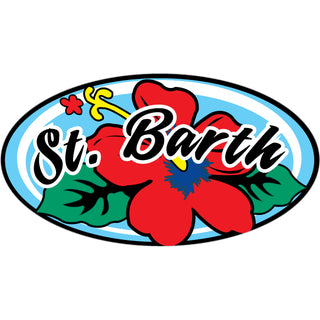 St Barth Red Hibiscus Oval Sticker
