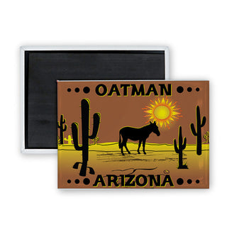 Oatman Copper Donkey Silhouette Rectangle Badge Magnet