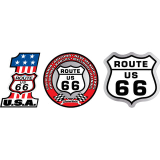 Route 66   Number One Red Round and Shield Sticker