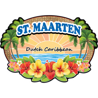 St Maarten Dutch Caribbean   Wicker Hibiscus Oval Sticker
