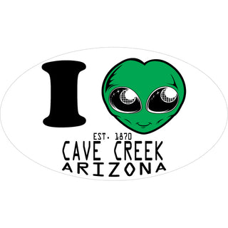 Cave Creek  Arizona est. 1870   Alien Heart Oval Sticker