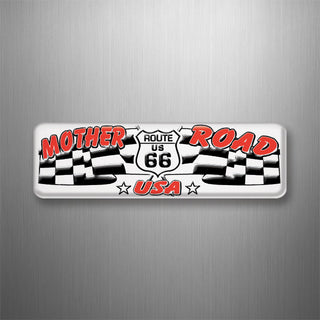 Route 66   Mother Road Flags   Mini Bumper Plastic Magnet Sticker
