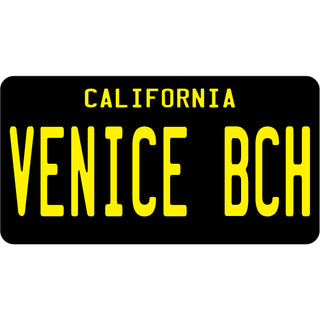 Venice Beach  CA   Black License Plate Sticker