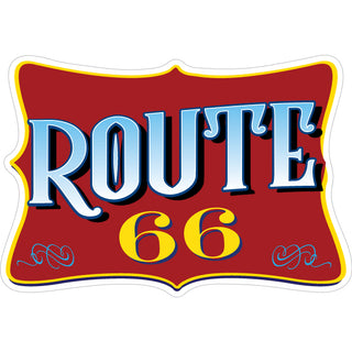 Route 66   Red Tilted Rectangle Sticker