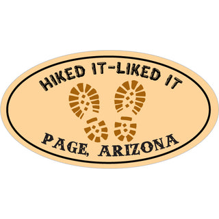 Page Arizona Hiked It Liked It Tan Oval Sticker