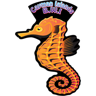 Cayman Islands B.W.I Orange Sea Horse Sticker
