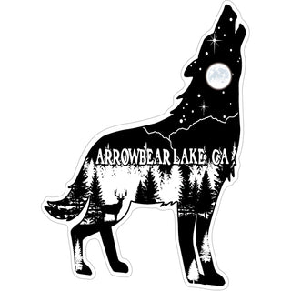 Arrowbear Lake  CA   Wolf Howling Mountain scene insid Sticker