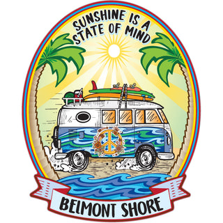 Belmont Shore  California   Sunshine Is A State Of Mind Van Sticker